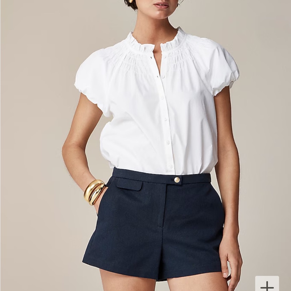 J Crew smocked neck top